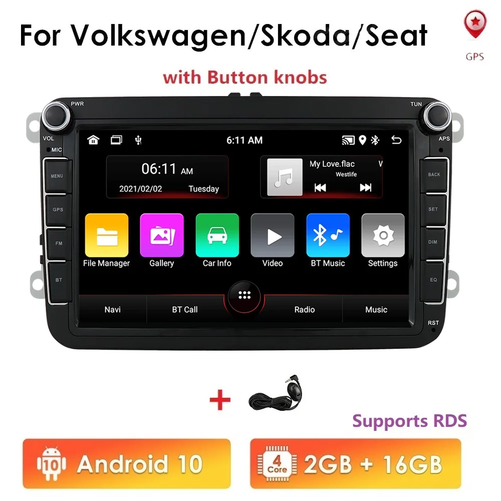 Автомобильный мультимедийный плеер 2 Din на Android 10 для VW Passat B6 amarok volkswagen Jetta T5Skoda Octavia