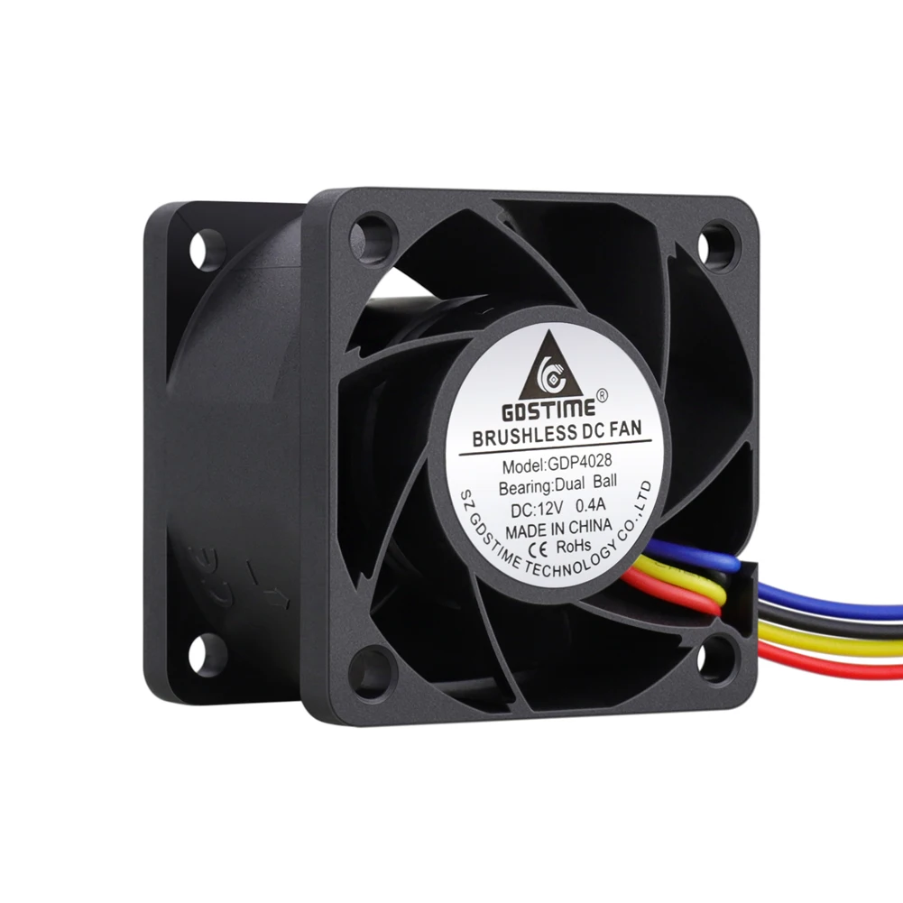 Refrigerador Poderoso 4pin de Alta Velocidade do fã 4028 do Impulsionador do Rolamento de Esferas Duplo da C.c. 12v 40x28 mm de Peças Gdstime 4pin com Função de Pwm para Refrigerar de Avc - Imagem 4
