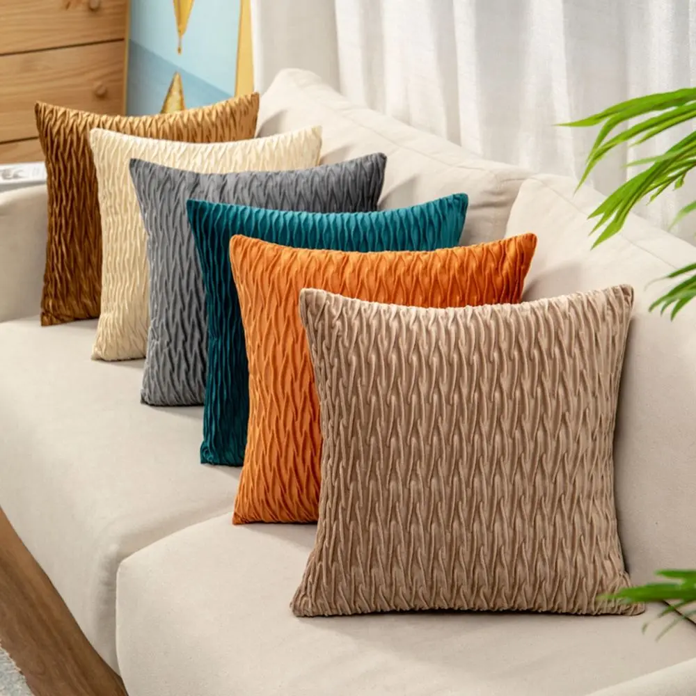 

Style Sofa Living Room Pleated Suede Home Decor Solid Color Cushion pillowcase Throw Cushion Covers Cushion ​Cover Pillow ​Case