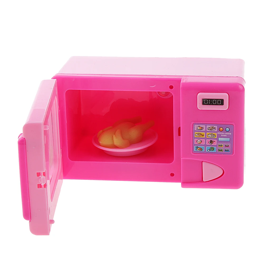 Children Role Playing Toys Household Furniture Microwave Pink 2