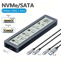 Enhanced M.2 SSD Enclosure with Display Screen and 10Gbps USB 3.2 Gen 2 Type - C Dual Protocol Support (SATA and NVME)