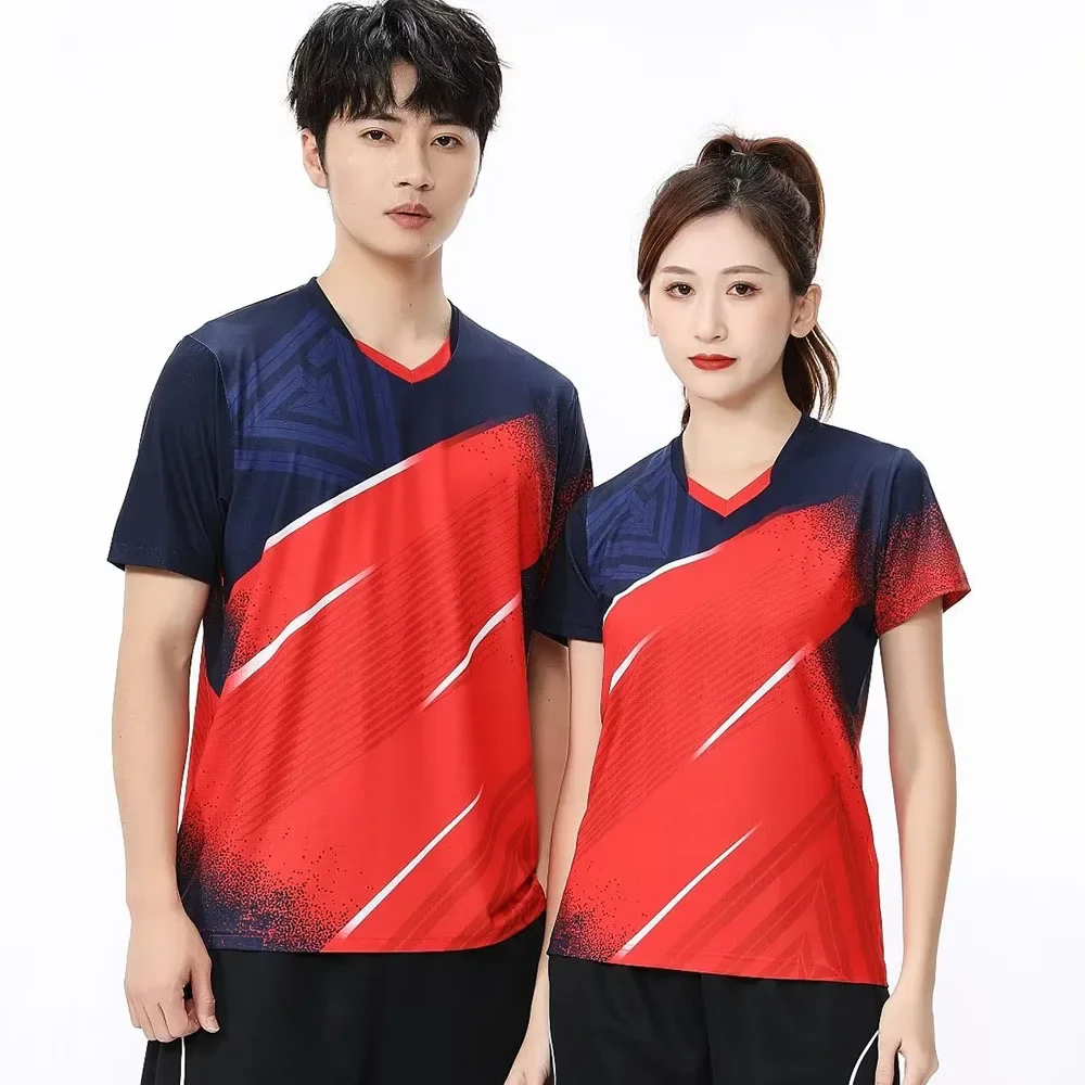 Men Women Kids Tennis Ping Pong T-shirt Short Sleeve Sports Tops Quick Dry Couple Family Summer Badminton Volleyball Jersey