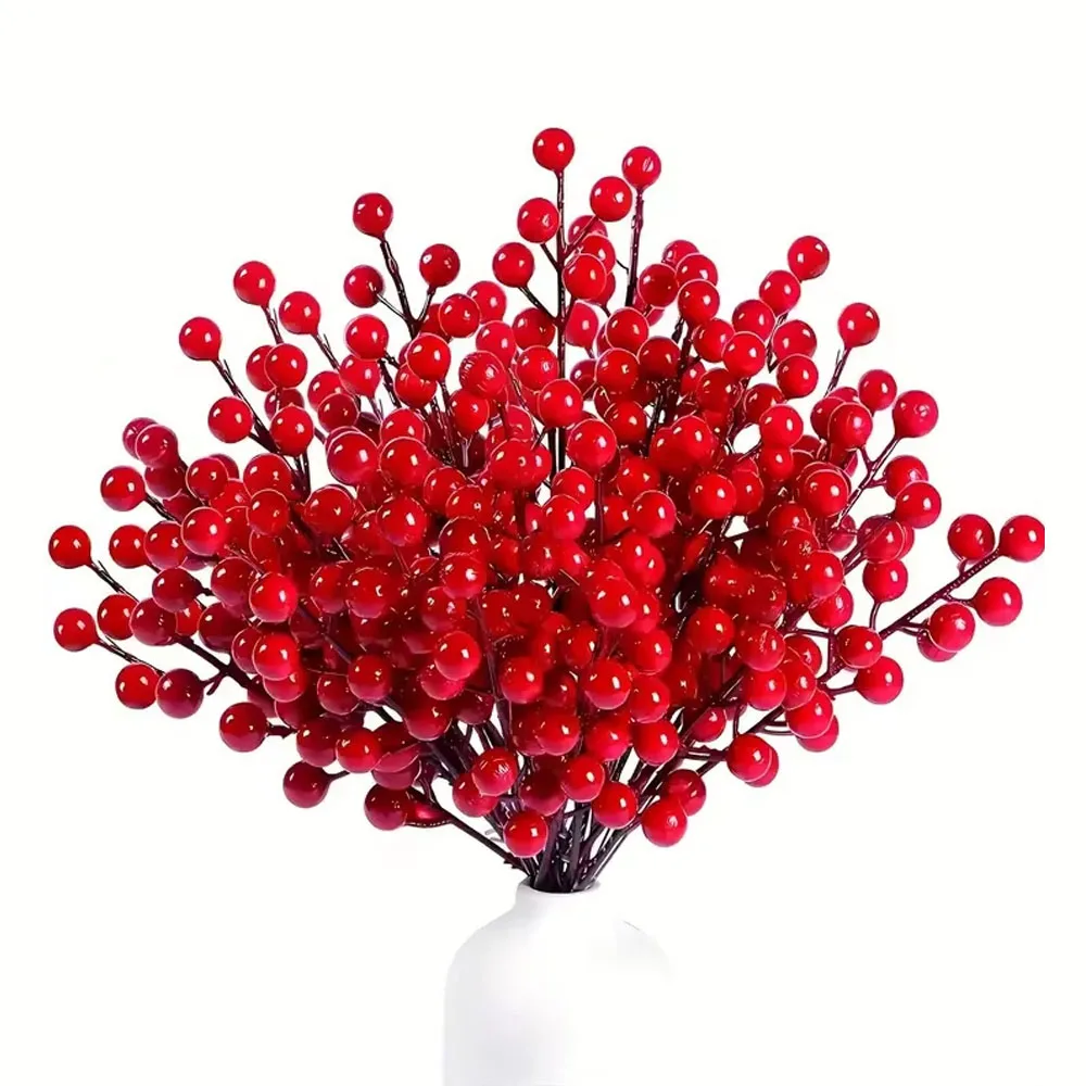 10/30PCS Artificial Holly Fruit Fake Tropical Plants Flower Indoor Outdoor Home Table Centerpiece DIY Vase Christmas Decoration