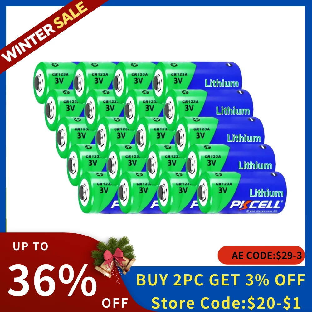 20PC 2/3AA 3V CR123A Lithium Battery LiMnO2 K123LA L123A SF123A VL123A 5018LC Primary Battery Work For Home Automation lithium battery