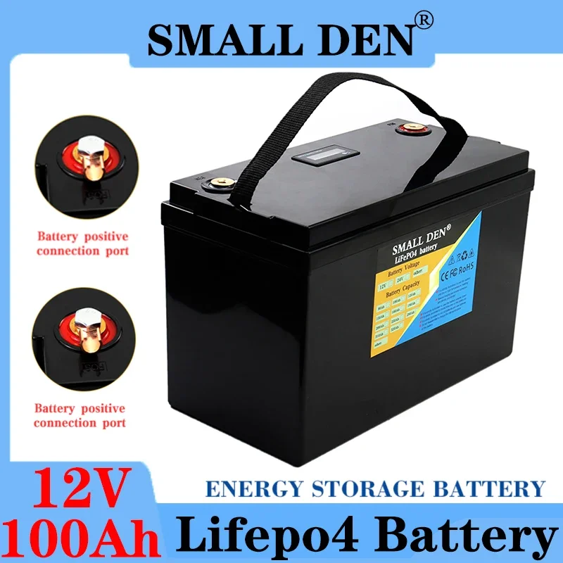 

12V 100Ah Lifepo4 battery pack LED display 0-1200W motor For Solar RV UPS 12.8V Outdoor power supply Toy car With BMS Tax Free