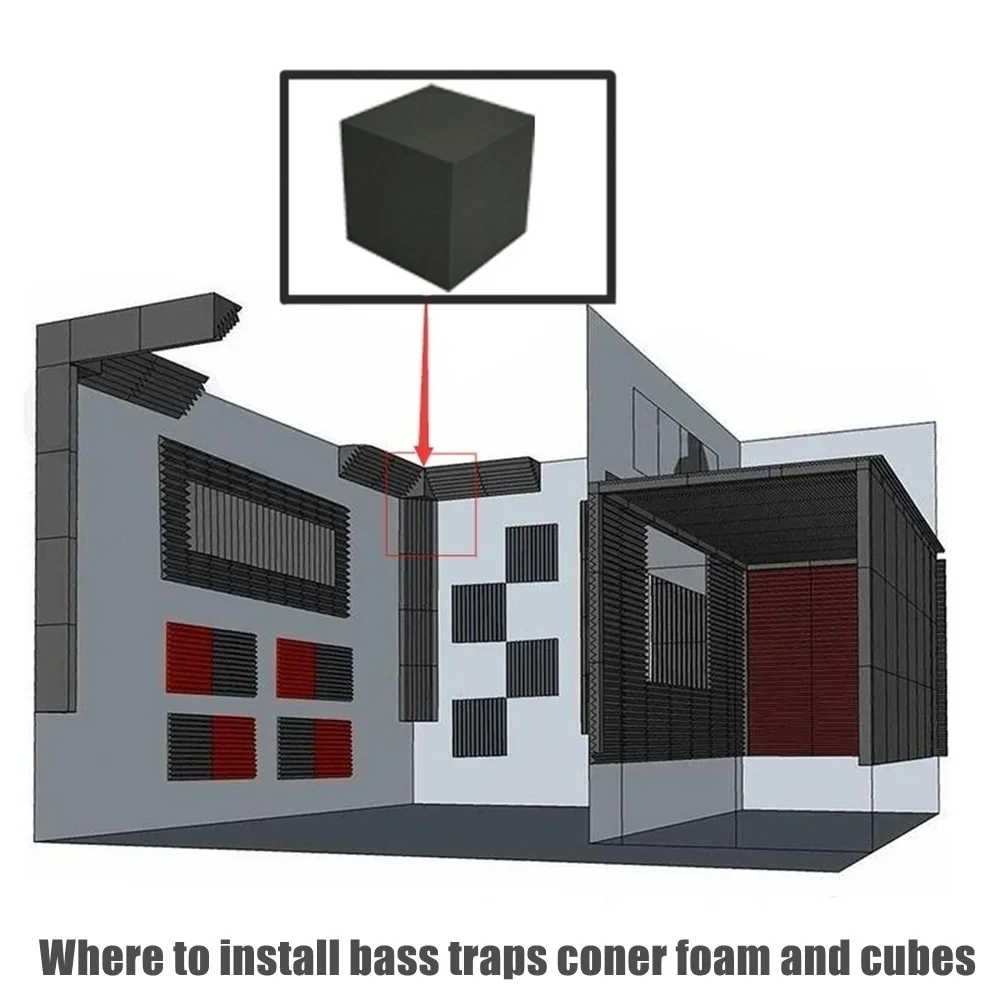 Soundproof Foam 16Pcs/Pack Acoustic Bass Traps Foam Kit 4Pcs 15x15x15cm Sound Absorbing Foam Cubes+12Pcs 12x12x24cm Corner High Density