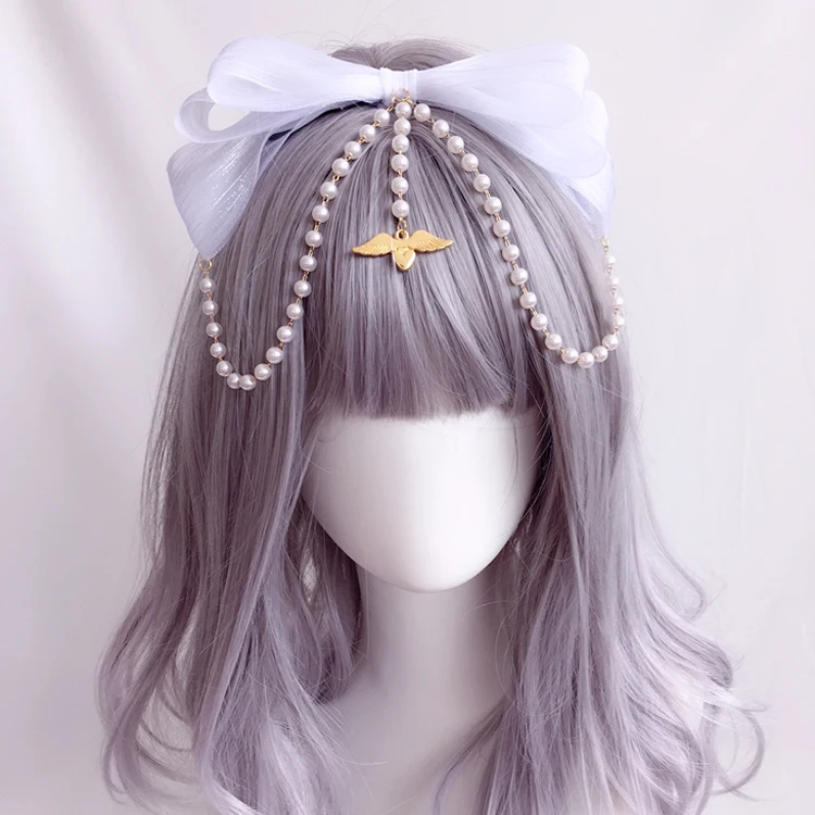 

Lolita Headband lolita accessories Tiara Sweet Cute Princess girl's Gorgeous Bow Lace Bead Chain KC anime accessories