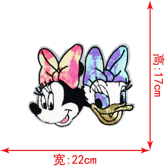 Disney Sequins Clothing Patch Mickey Minnie Mouse Patches Cartoon Sew Clothes Patch for T-shirt Coat DIY Decoration Women Gift Laser Bright