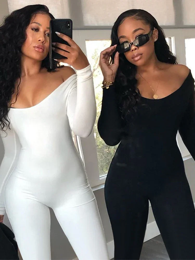 2024 Women's Rompers Long Sleeve Solid Skinny Bodycon Jumpsuits Fashion Sports Fitness Casual Activity Streetwear Overalls