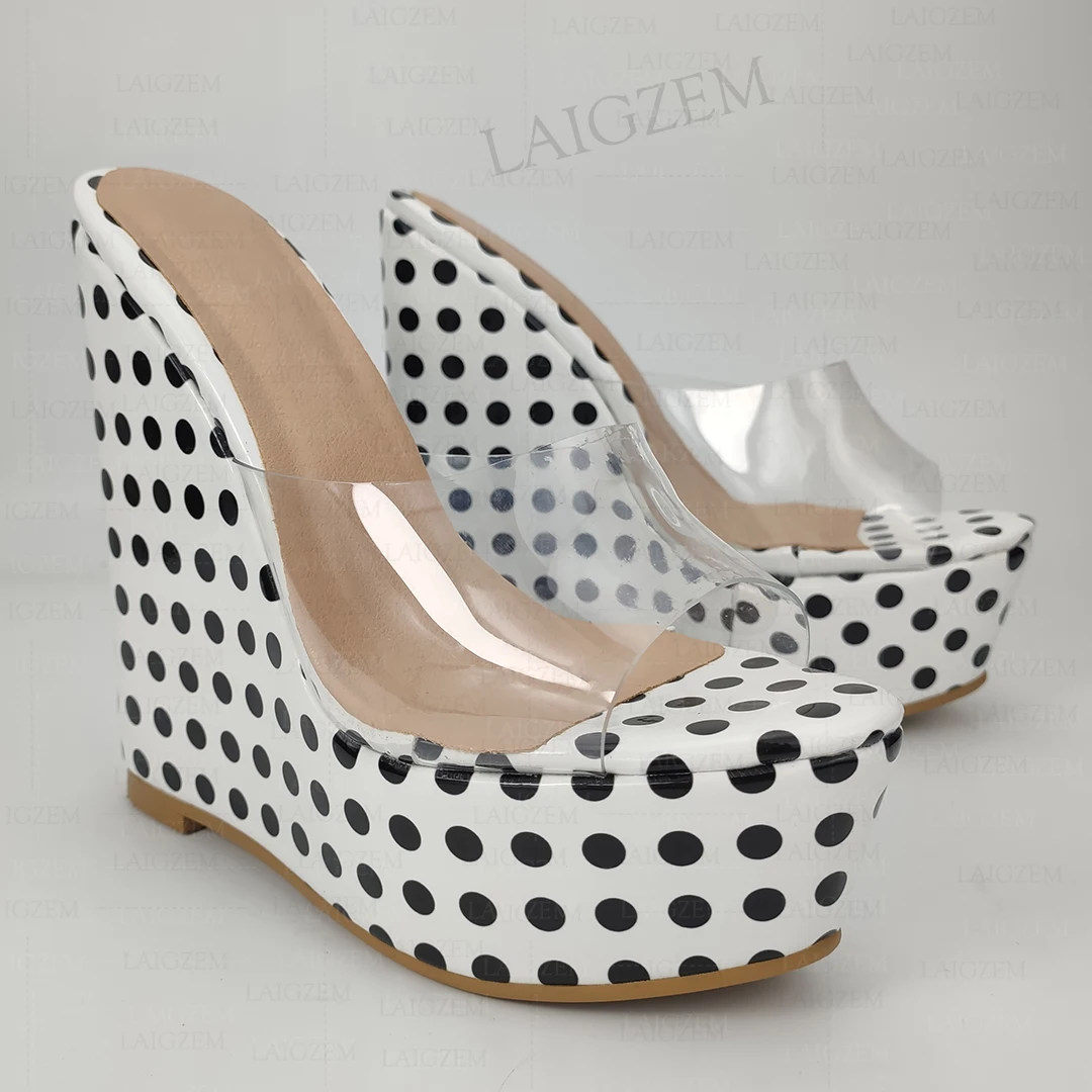 

ZHIMA Women Pumps Wedges Platform Clear PVC High Heels Sandals Slip On Height Increase Party Shoes Woman Big Size 41 43 50 52