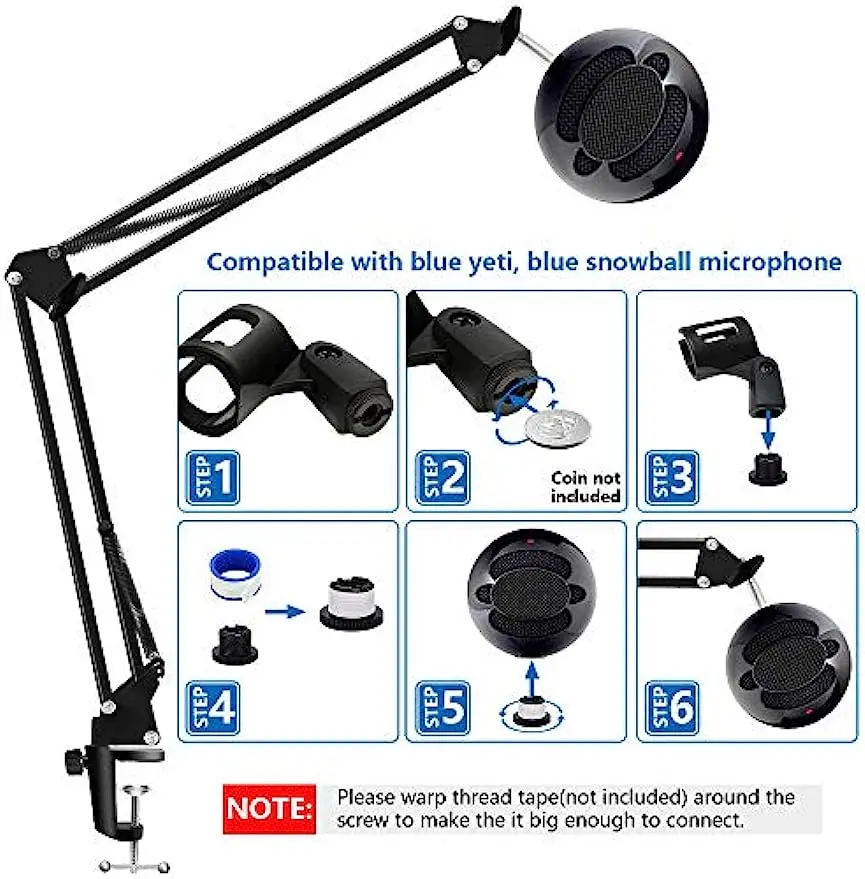 Adjustable Microphone Desk Stand for HyperX Mic Boom Arm Stand for Broadcasting Recording Voice-Over Sound Studio Stages