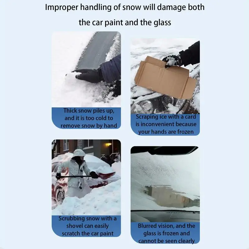 Car Snow Shovel Snow Cleaning Removal Shovel With Retractable Handle Portable For Driveway Car Home