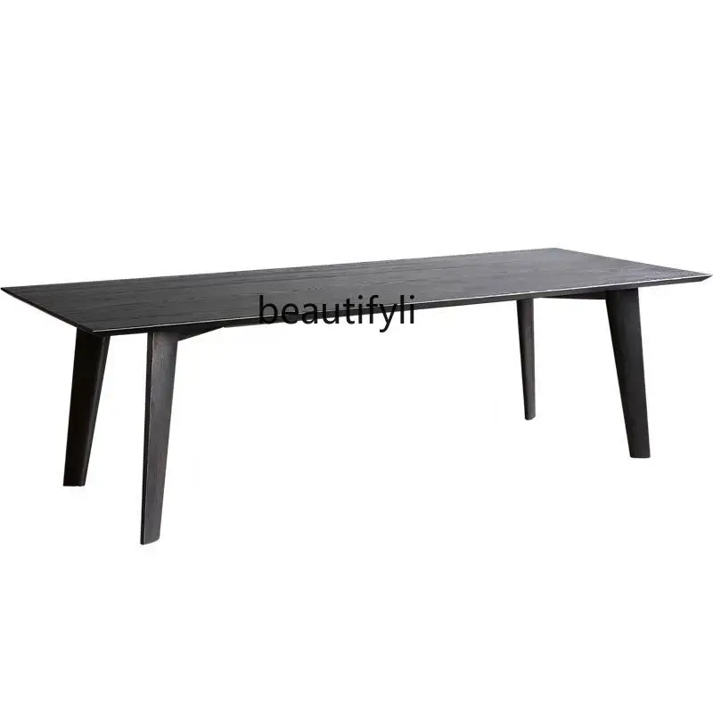 Customized Creative Solid Wood Conference Long Table Minimalist Designer Desk Log Conference Table Simple Black Workbench workbench black 160x60x85 cm steel