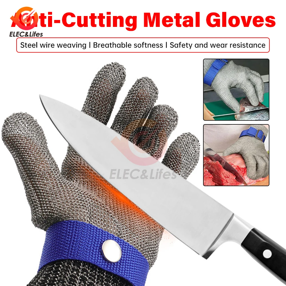 Anti-cut Gloves Stainless Steel Wire Cut-resistant Woven Safety Working Gloves Cutting Fish-killing Metal Iron Kitchen