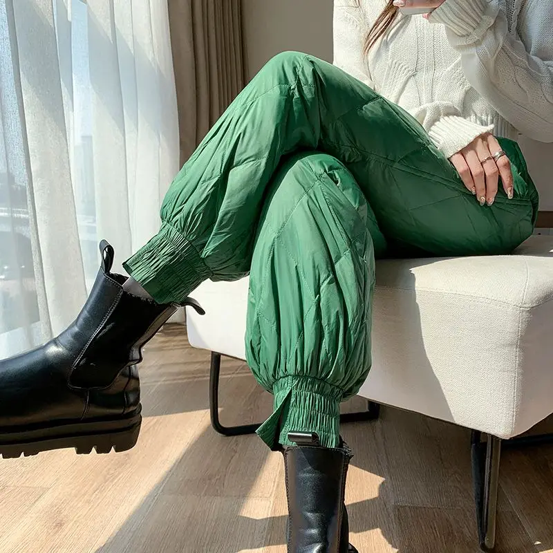 

2024 chinese cotton pants women's winter outerwear lantern boots pants high waist loose fit casual leggings thick cotton pants