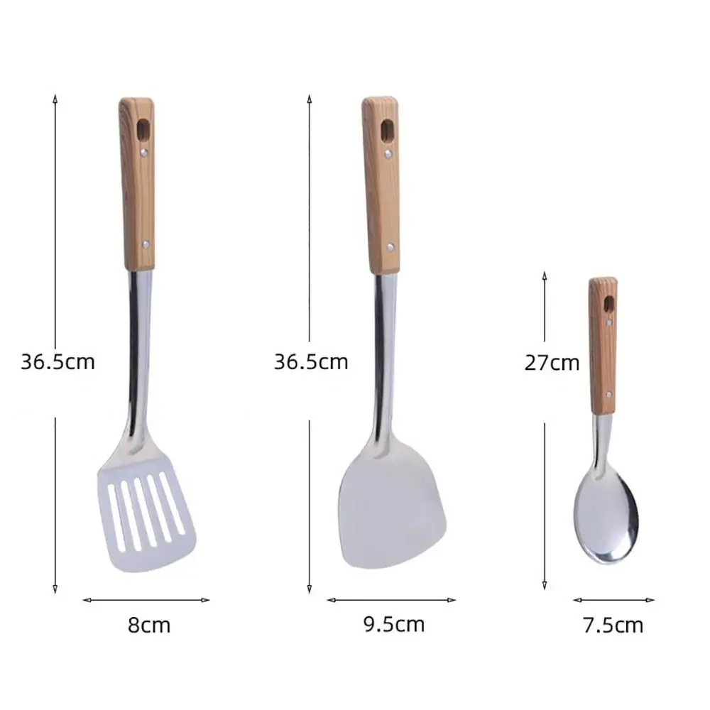 304 Long Handle Stainless Steel Wok Spatula Cooking Equpment Kitchen Utensils Slotted Rice Spoon Cookware Anti-scald Turners