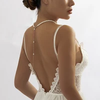 Collier ras du cou Vintage élégant en perles simulées pour femmes, longue chaîne avec pompon, pendentif, bijoux de mariage, chaîne de poitrine pour Bikini 2