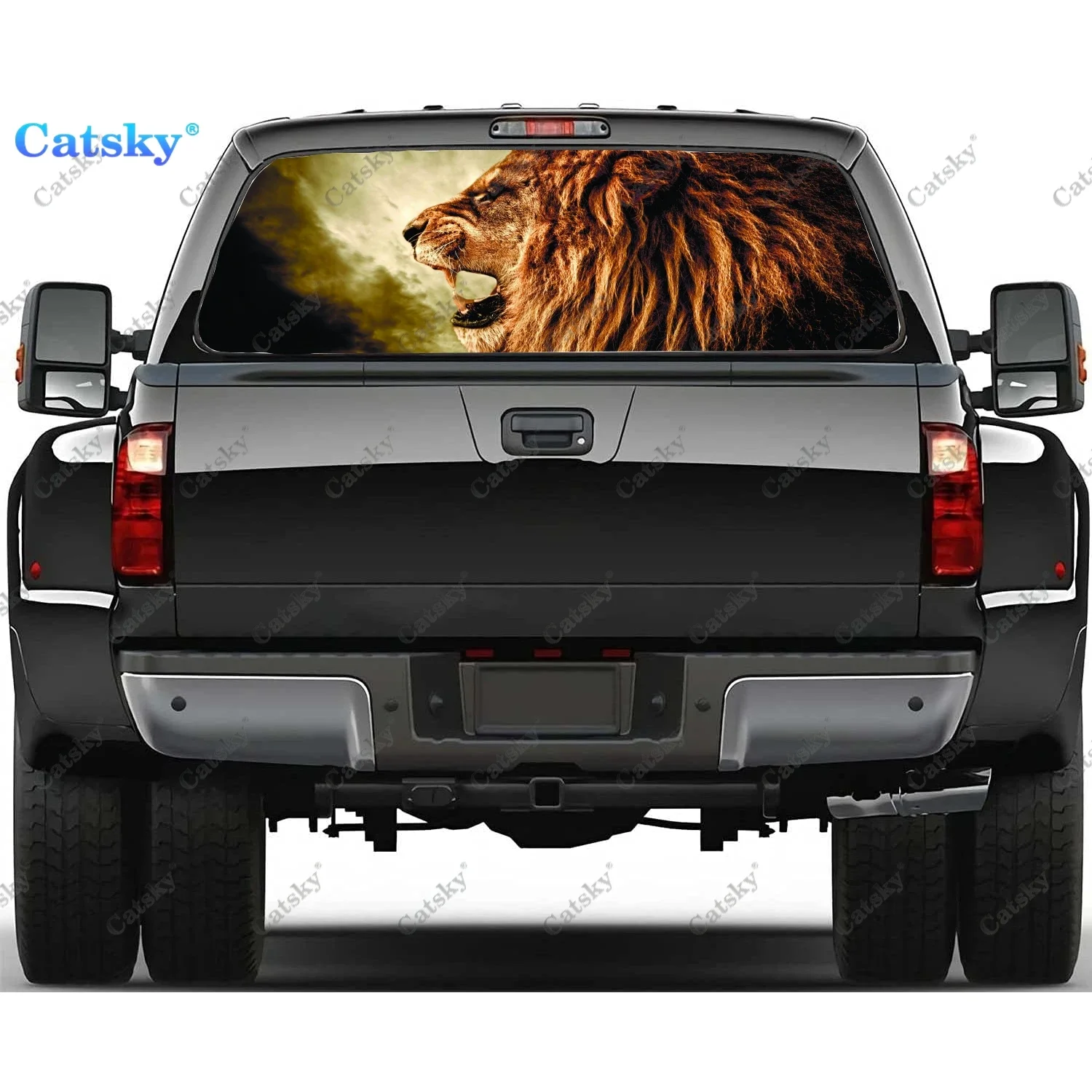 

Свирепый лев фотографический ПВХ материал грузовик наклейка перфорированный винил универсальная наклейка