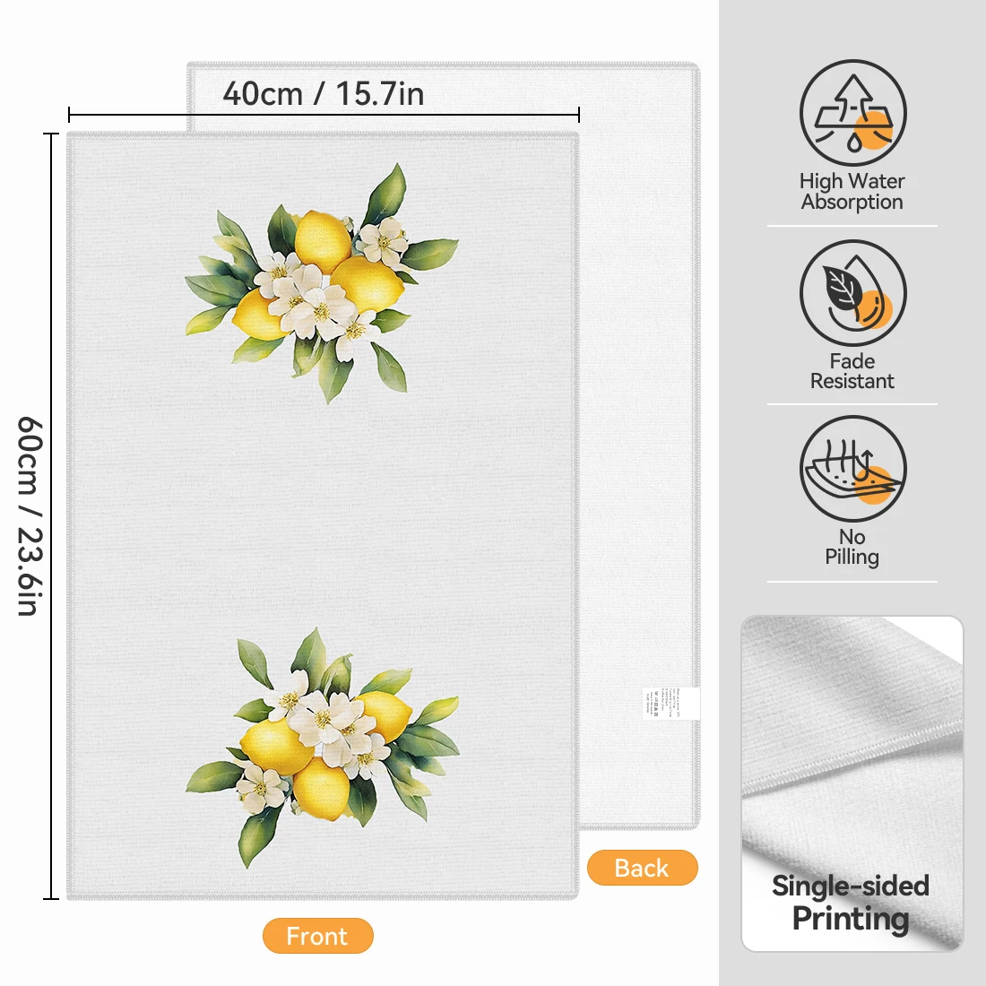 2pcs/set Soft Absorbent Kitchen Towels Dish Towel Lemons And Flowers Dish Cloths Holiday Dry Cloth Kitchen Dish Tea Towel 6