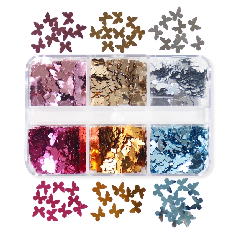 Holographic Butterfly Nail Glitter Sequins - Sparkly Laser Flakes in Mixed Colors for Manicure and Nail Art