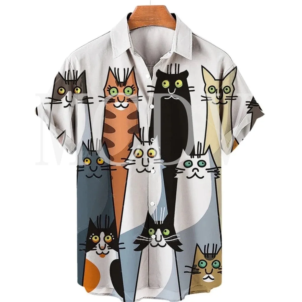 Colourful Cat 3D All Over Printed Hawaiian Shirt Men For Women Casual Breathable Hawaiian Short Sleeve Shirt