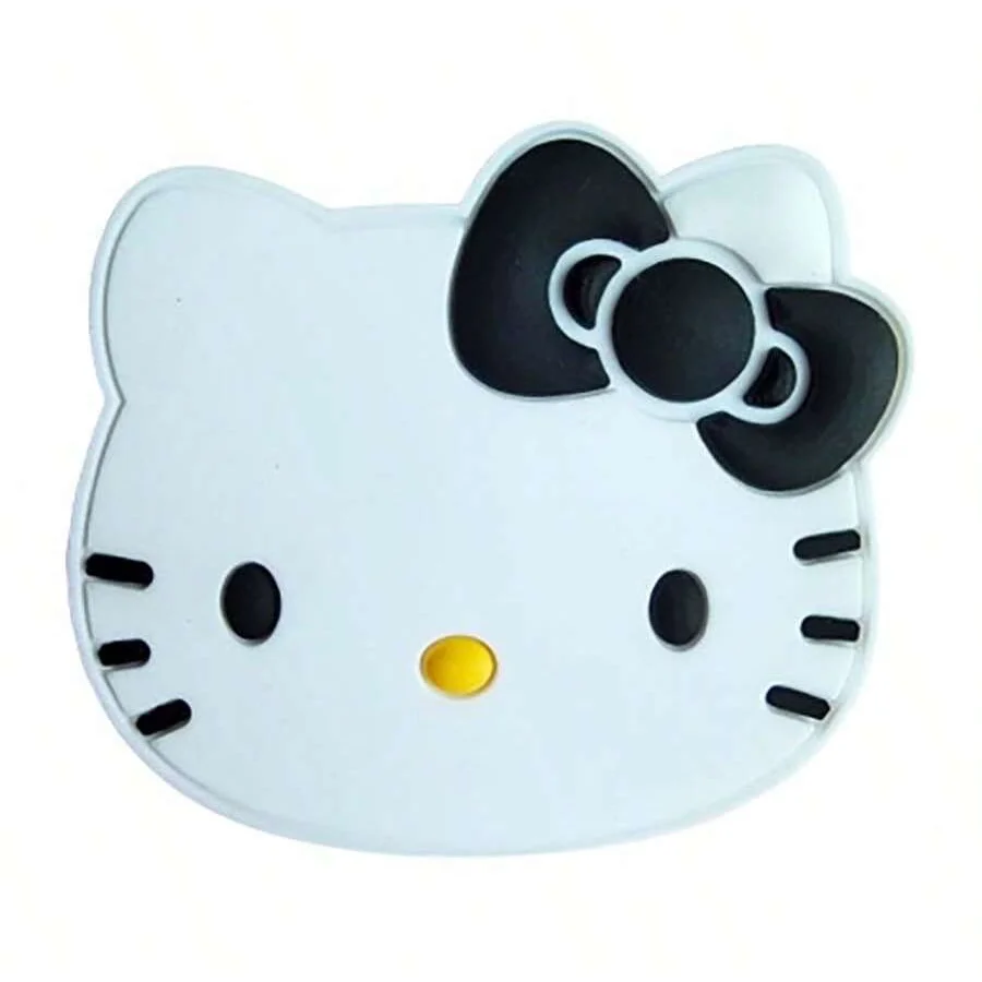 18pcs Black & White Kitty Shoe Charms Set for Clogs Bag Bubble Slides Sandals PVC Shoe Decorations Beach Bag Accessories