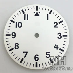 Pilot Style Watch Dial with Luminous Black, Green, and White Accents - Miyota DG Mingzhu (White Dial 2)