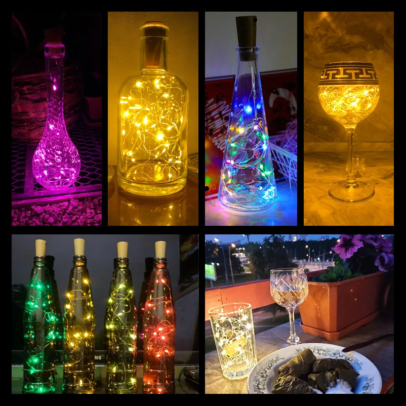 Bar LED Wine Bottle Cork String Fairy Lights 5pcs Holiday Decoration Garland Christmas Copper Wire String