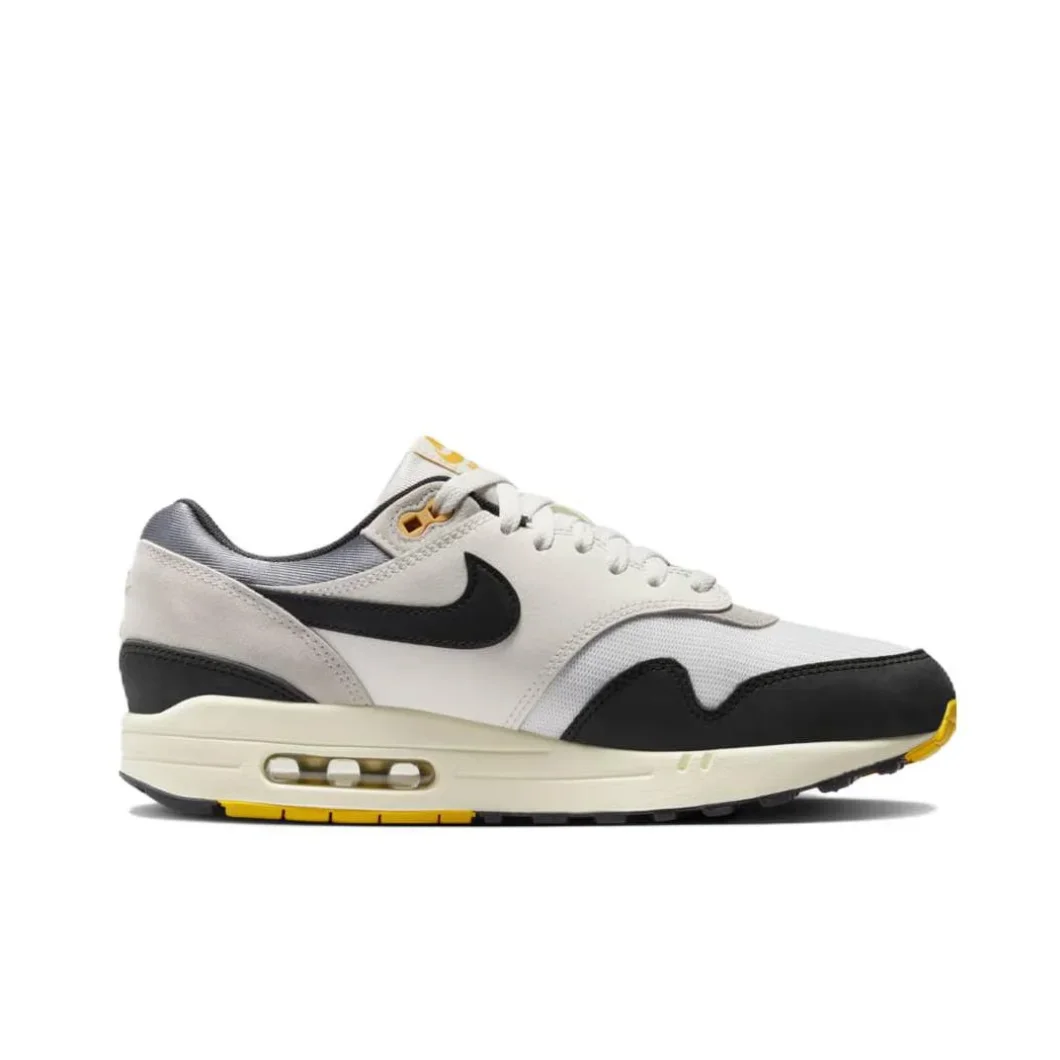 Nike AIR MAX 1 Low Men's and Women's Running Sneakers Winter warm breathable Comfortable and wearable White&Black running sneakers