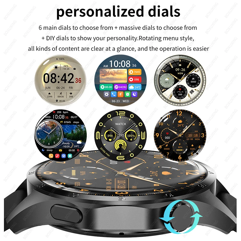 For HUAWEI Smart Watch Men GPS NFC HD AMOLED Screen Heart Rate Bluetooth Call Waterproof Sports Smartwatch 2025 New GT5(4 PRO+) 6