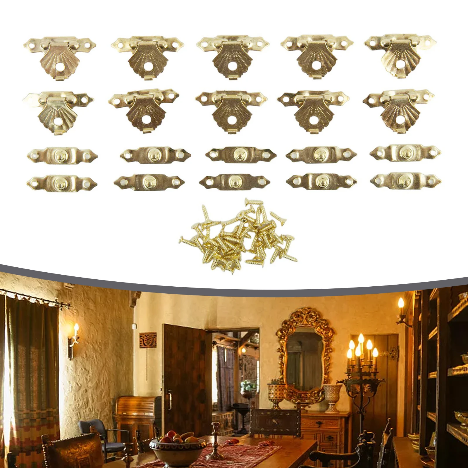 

10 PCS Antique Jewelry Box Padlock Hasps Latch Decoration Clasp Lock Wooden Box Accessories For Jewelry Boxes Toolbox Hardware