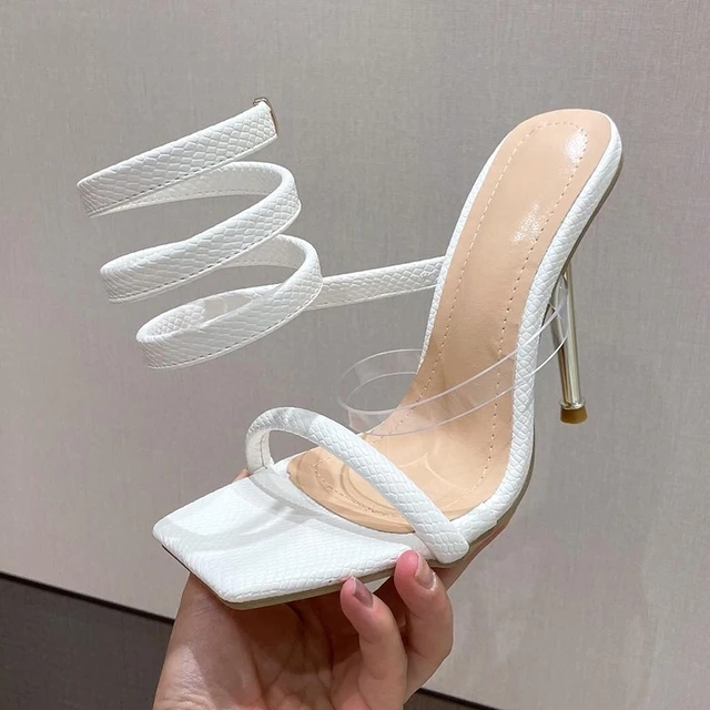 

Rome Summer Fashion Thin Heels Sandals Shallow Ankle Strap Sandals Women Alligator Pattern Heigh Shoes Heels Elastic Band Sandal