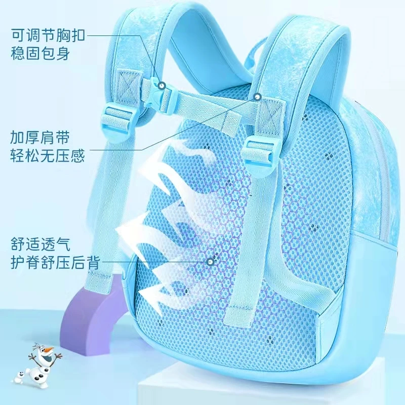 2022 Disney Frozen Kindergarten Bag For Girls Elsa Anna Primary Student Shoulder Orthopedic Backpack Large Capacity Mochilas