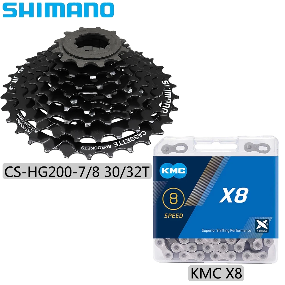 

SHIMANO CS-HG200 7/8 Speed MTB Bike Cassette Sprocket 12-28T/32T Black Bicycle Freewheel KMC X8 Chain Original Cycling Parts