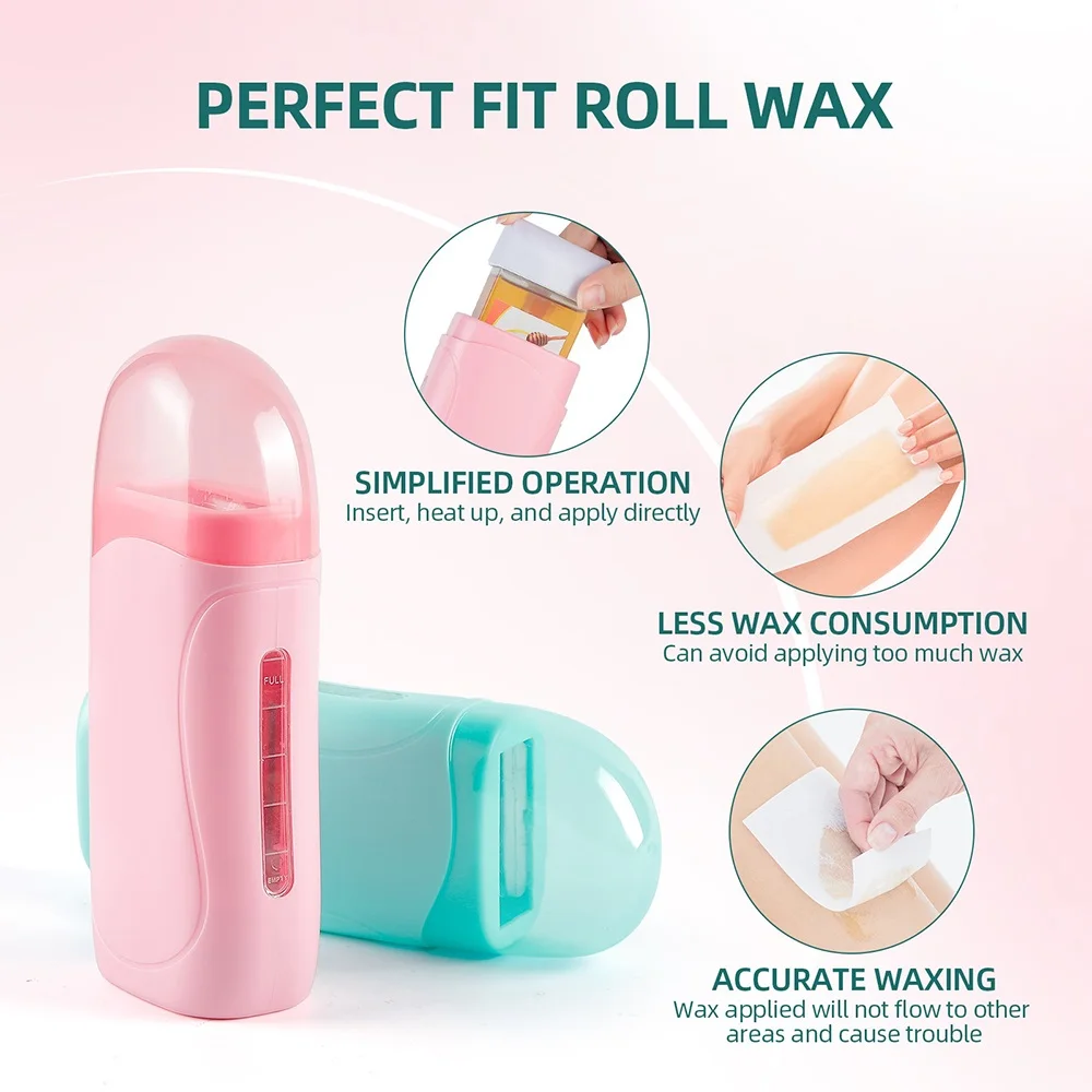 Electric Wax Heater Depilatory Heating Roller Roll on Wax Warmer Hair Removal Waxing Machine Body Leg Arm Hairs Epilator Heater