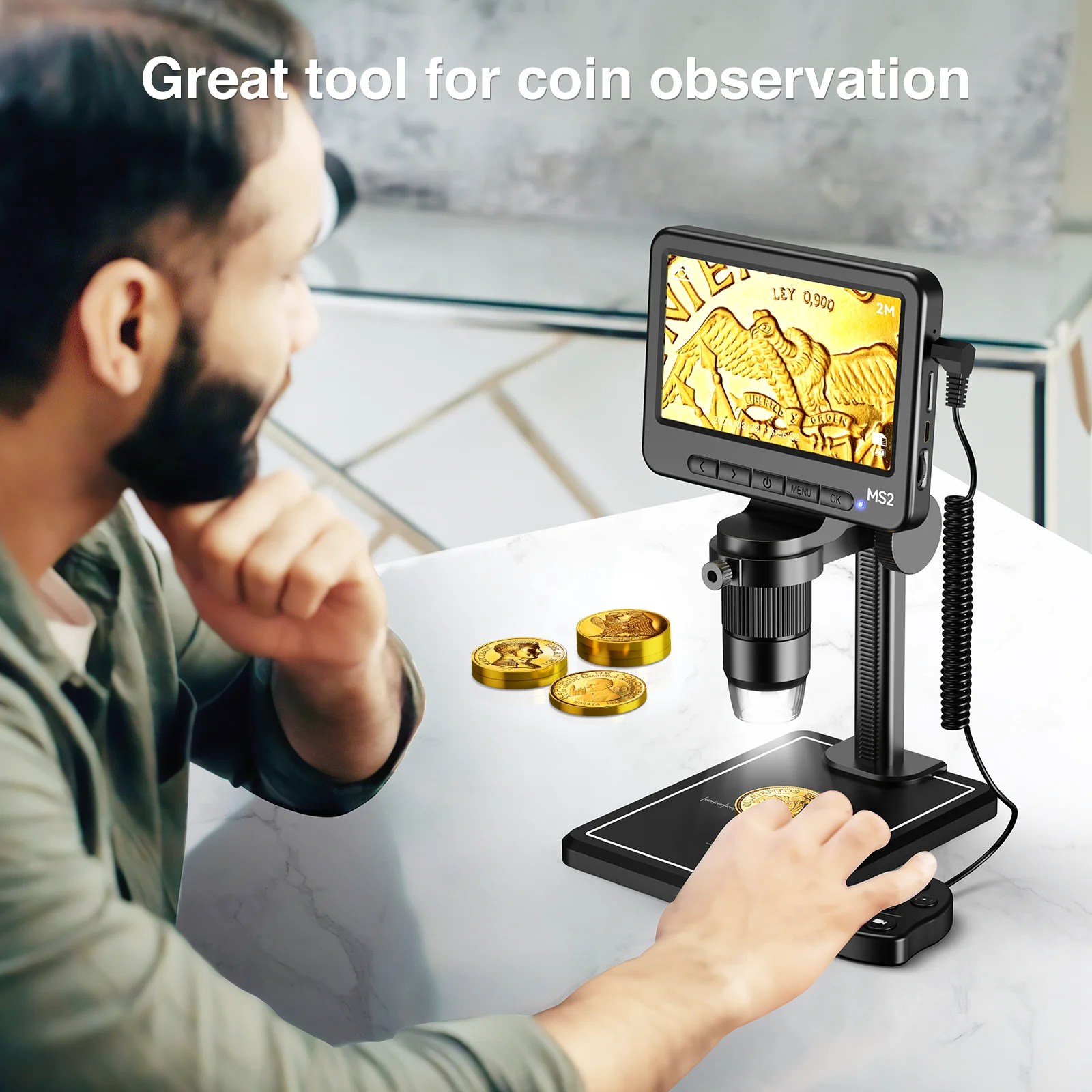 5inch Digital Microscope 1200X USB Microscope with 8 Leds 1920p Soldering Micros