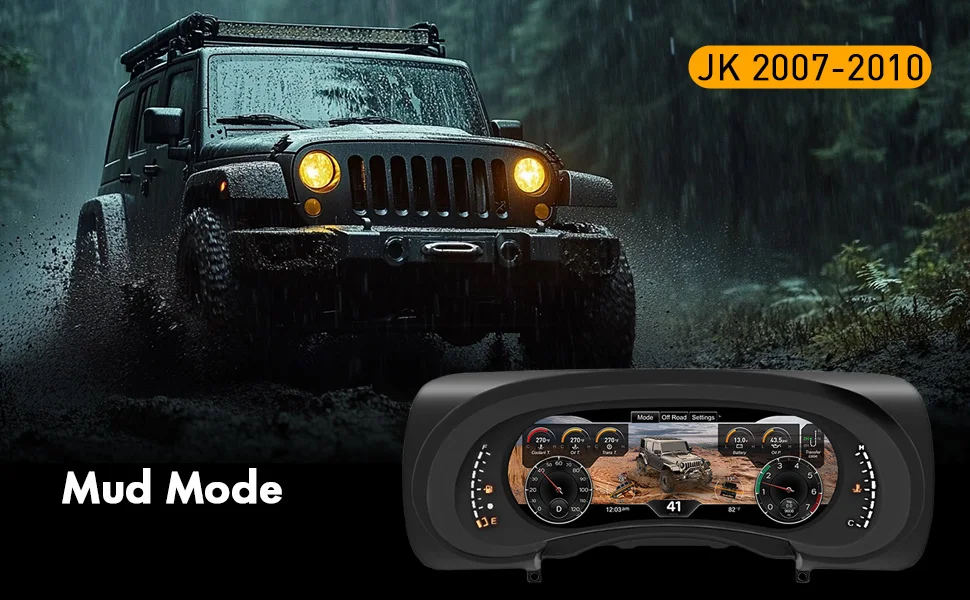 Digital Instrument Cluster Display For Jeep Wrangler JK 2007-2017 Speedometer 12.3”HD screen1920*720/2S Fast Boot/Plug&Play