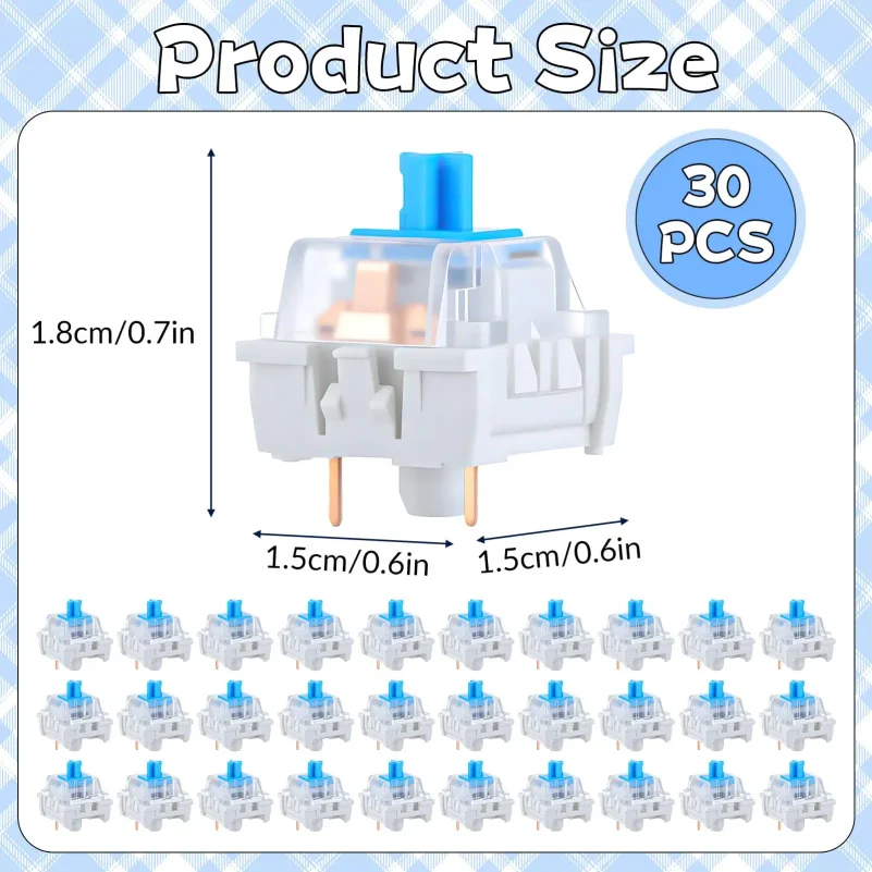 30 PCS 기계식 키보드 스위치 블루 키보드 클리커 교체 키보드 기계식 게임 키보드용 키