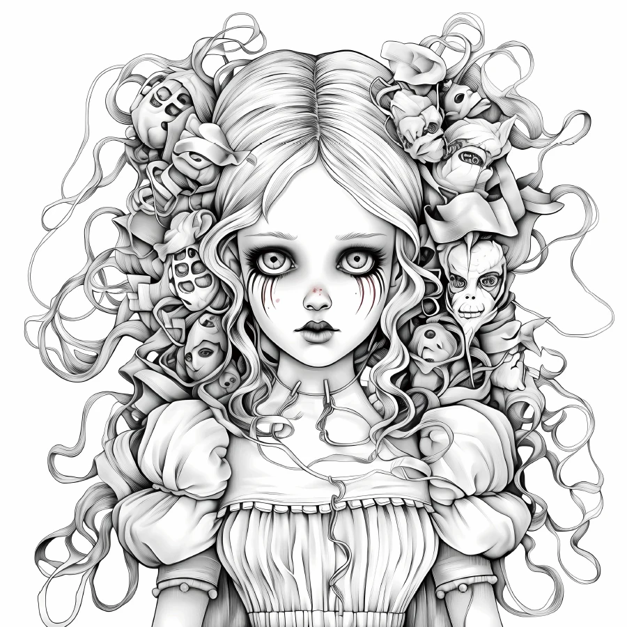 Horror Doll Coloring Book: Stress-Relief Graffiti Art