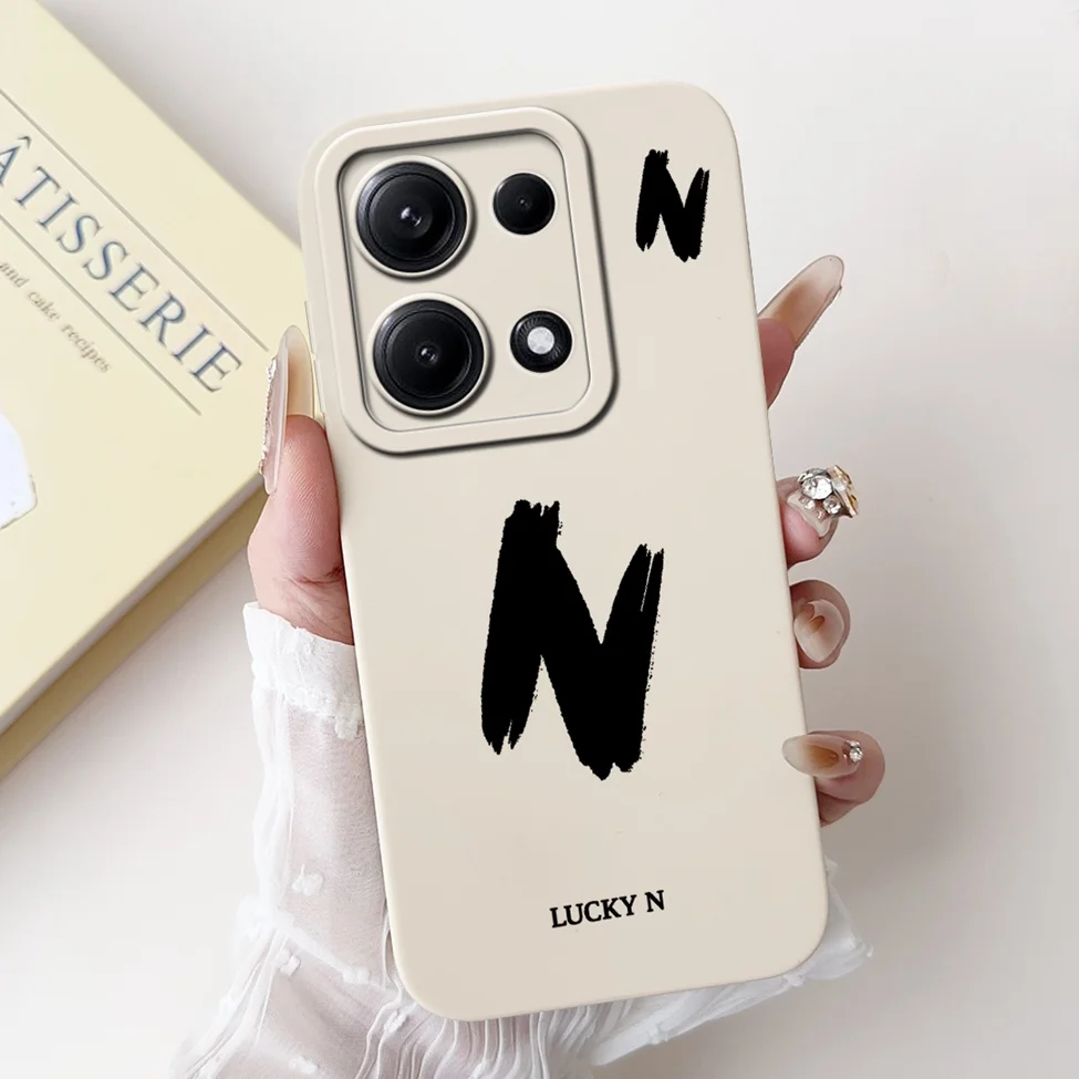4G For Redmi Note 14 14S 14Pro Back Cover For Redmi Note 14 Pro 4G Case Simple Fashion A-Z Letters Pattern Design Silicone Funda