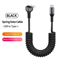 High - Speed 100W USB Type C Spring Car Charger Cable for Fast Charging and Data Transfer (WB USB TO C)