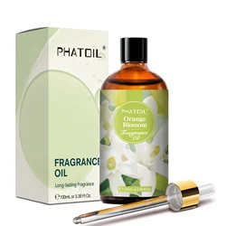 PHATOIL Fragrance Oil Collection - Coconut, Vanilla, Sea Breeze, Fresh Linen & White Musk Scents (100ml) - 100ml (Orange Blossom)