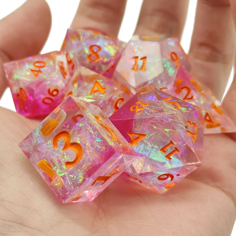 7pcs/set New Resin Dice Board Game Dice Dnd Polyhedron Resin Dice Resin