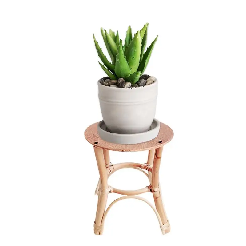 

Durable Natural Rattan Plant Stand Rack Hand-woven Flower Stand Indoor Flower Pot Holder Shelf For Outdoor Home Gardening Decor