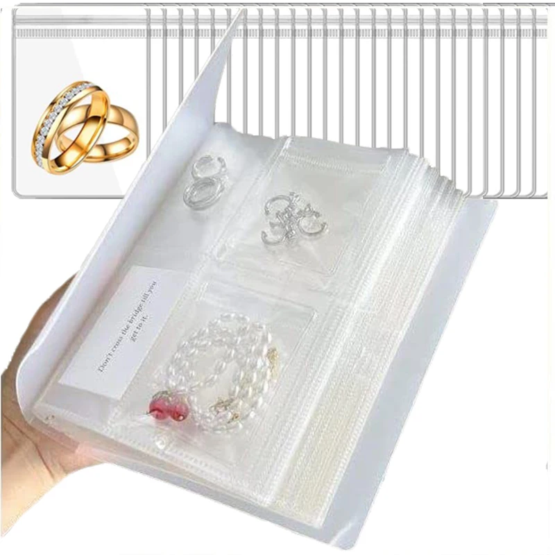 

Transparent Jewelry Storage Book Organizer 160 Slots Packaging Bags 50pcs Collection Boxes Anti-oxidation Organizer Bag Box