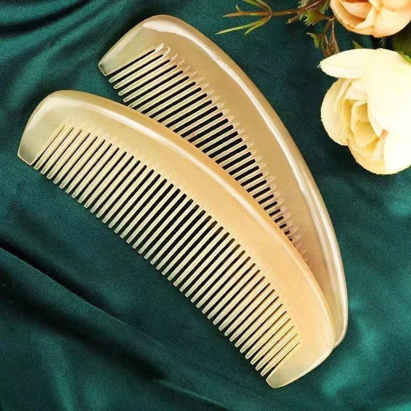 Natural Horn Comb 100% Handmade Buffalo Anti-Static Tangle-Free for Men Women Children Hair Scalp Massage Combs 4
