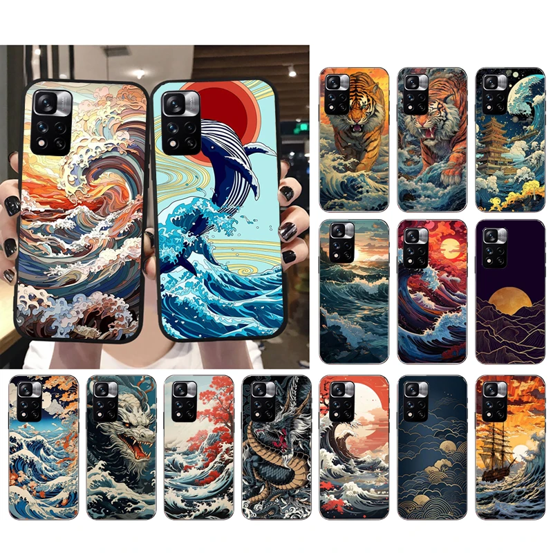 

Japanese Wave Sceneary Phone Case For Xiaomi Redmi Note 12 Pro 11S 11 10 Pro 10S Note 12R 12S 12 ProPlus Redmi 10 9C 12