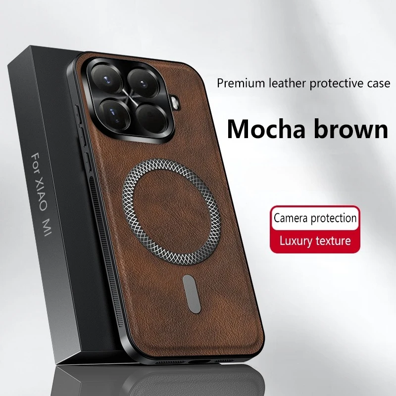 Premium PU Leather Magnetic Shockproof Wireless Charging Phone Case