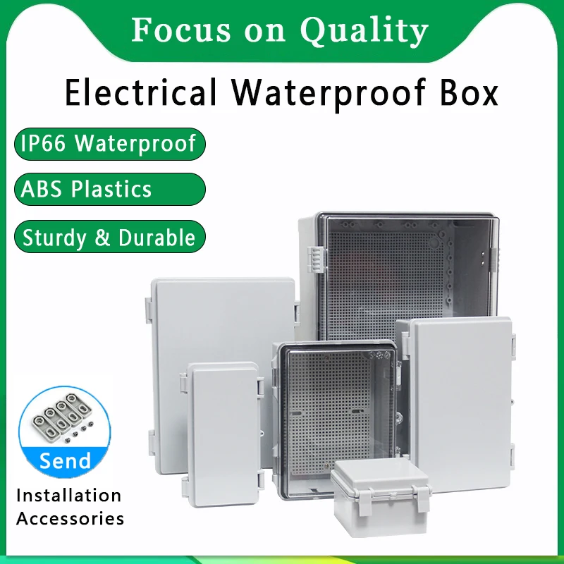 IP66 กันน้ําสีเทา/โปร่งใสฝาครอบกล่องแยกไฟฟ้าพร้อมหัวเข็มขัดพลาสติก ABS กล่องไฟฟ้ากันน้ํากลางแจ้ง 1