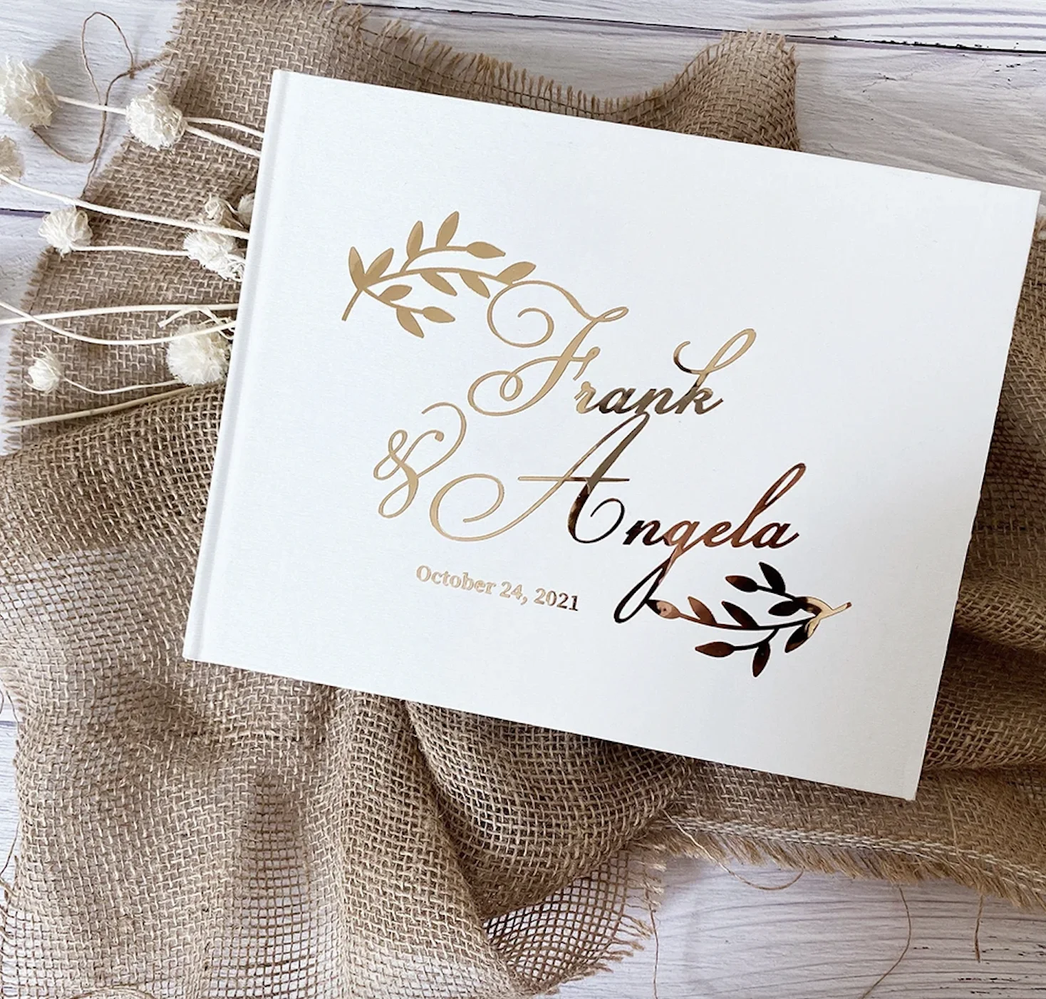 Personalized Guest Book For Wedding White/Black Noble Message Photo Album Simple Elegant Horizontal Keepsake Book Signature wedding guest book